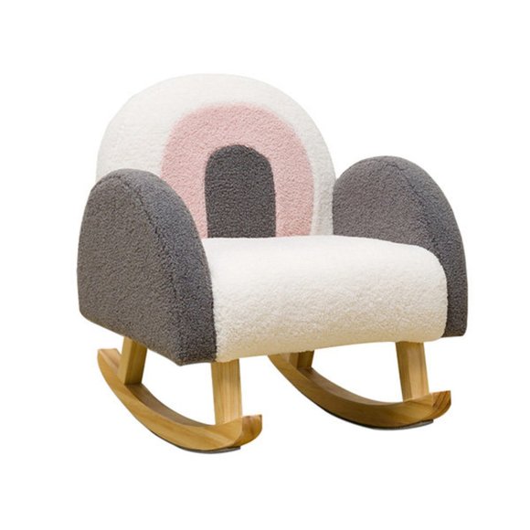 NEW Solid Wooden Rainbow Rocker by Style and Function.  White / Pink / Gray - Picture 1 of 16
